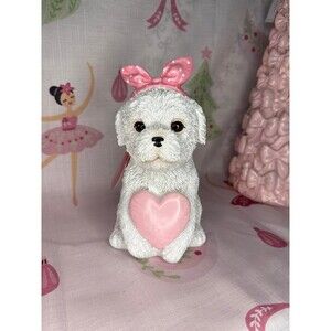 NEW Willow & Riley Valentines Day Pink Bow White Puppy